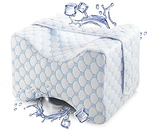 Nestl Knee Pillow for Side Sleepers - Knee Pillows for Sleeping - Comfy Pillow Between Legs for Sleeping - Under Leg Knee Cushion with Cooling Cover - Knee Surgery Pillow with Adjustable Strap