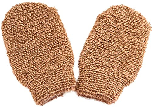 JIHUOO 2 Stücke Hanf Massagehandschuh Bad Peelinghandschuh Duschhandschuhe Peeling Handschuhe Mitt für Körper Gesicht