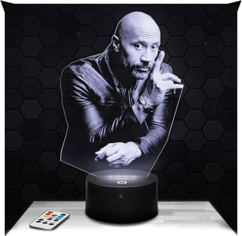Lampephoto.fr - Lampe Dwayne Johnson 3D Nachtlicht Schauspieler, Kino | Made in France, Sockel & Größe wählbar, dimmbar, Batterie-/USB-Betrieb, HD-Lasergravur, Geschenk für Sie & Ihn