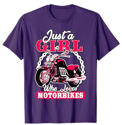 Just A Girl Who Loves Motorbikes Quote for Women Motorcycle T-Shirt Small