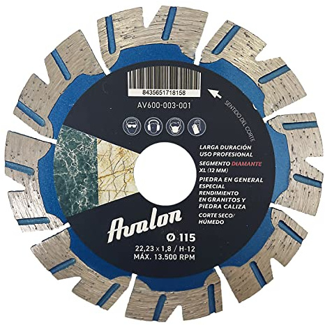 Avalon PRO Serie | Diamant-Steinplatte Ø 115 mm / 22,23 x 1,8 mm/Diamantsegment XL H-12 mm für Schleifmaschine Beton, Stein, Ziegel, alle Baustoffe