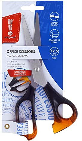 Amex Mebobe kontorssax – mångsidig kontorssax i rostfritt stål med bekvämt handtag – sax rostfri – multifunktionssax – design universalsax – bärnsten 17,5 cm