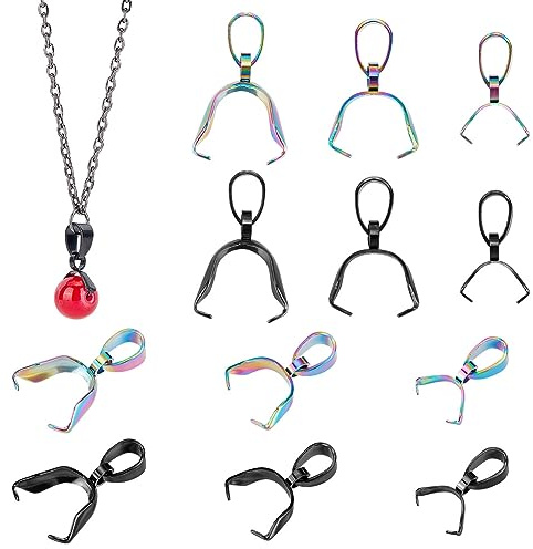 PH PandaHall Anhängerklemmbügel 48 Stück 3 Größen Anhänger Verschlüsse Verschlussklammern 304 Edelstahl Eispickel Klemmbügel Für Halsketten Schmuck Basteln Basteln