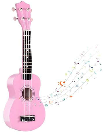 21 Inch Wooden Kids Toddler Child Children Acoustic Guitar Musical Instruments Ideal for 3-9 Year Old Boys Girls Gifts (Pink)