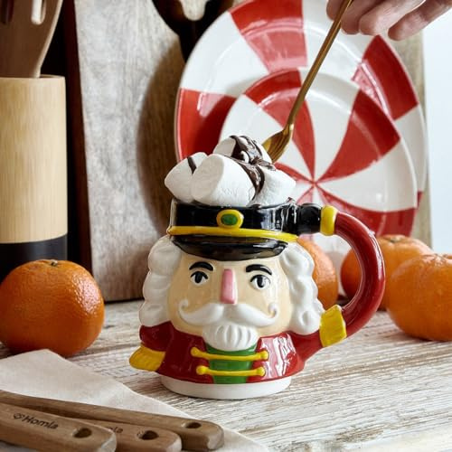 HOMLA Gobelet à café, tasse à thé, tasse en céramique, forme de Nutcracker Gris 0,4 l