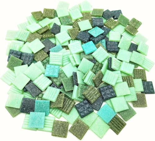 500g Quartz Mosaic Tiles, 2CM Multi Color Mosaic Pieces Stones for DIY Making Craft Hobby Arts Home Wall Decoration (Mix Green)