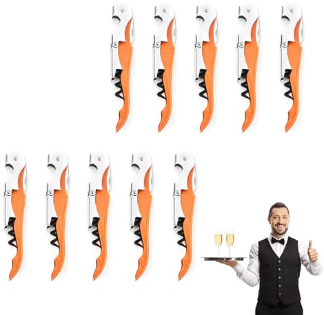 10 pièces Limonadier Professionnel Serveur,Tire Bouchon Professionnel,Couteaux de Sommelier en Acier Inoxydable Avec DéCapsuleur et Coupe-Capsule (Couleur Orange)