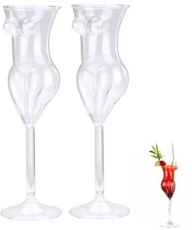 LKPOMI Lot de 2 verres à cocktail transparents en forme de corps pour femme, 177 ml, verres à vin, verres à champagne pour maison, bar, fête