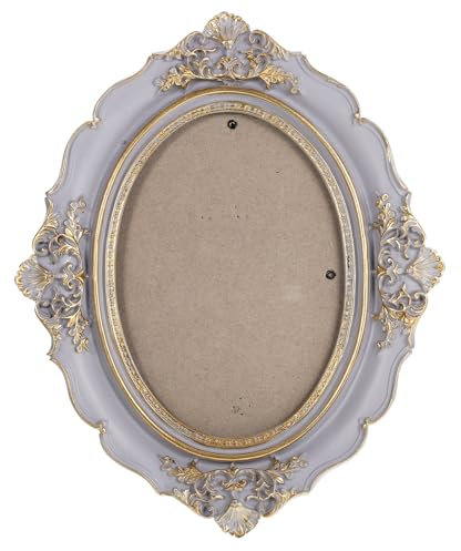 Amosfun Cornice portafoto ovale vintage in resina – Cornice intagliata europea per decorazione da parete stile antico, 25 x 21 cm