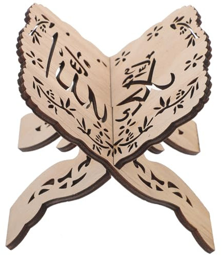 HOODANCOS Koran-Buchständer Hölzerner Bibel-Display-Halter Vintage-Ramadan-Koran-Halter Zusammenklappbarer Bibelständer Islamisches Eid Mubarak Faltbarer Rehal-Gebetsbuchhalter Religiöses