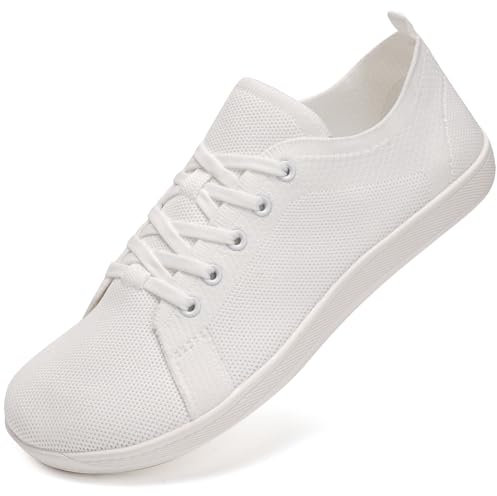 IceUnicorn barfotaskor breda män kvinnor vandringsskor sneakers minimalistiska skor, Vitt, 5 UK Wide