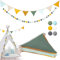 2 Stück Wimpelkette Kinderzimmer & Outdoor Girlande - Stoff Wimpelkette mit Filzkugeln - Babyzimmer & Hausbett Deko für Mädchen & Jungen
