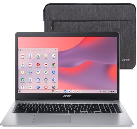 acer Chromebook 315 CB315-3H-C0VT Laptop | Intel Celeron N4000| Pantalla HD de 15.6 pulgadas (1366 x 768) | 4GB LPDDR4 | 128GB eMMC | Intel Wireless 802.11ac Gigabit Wi-Fi | Chrome OS | Funda | Plata