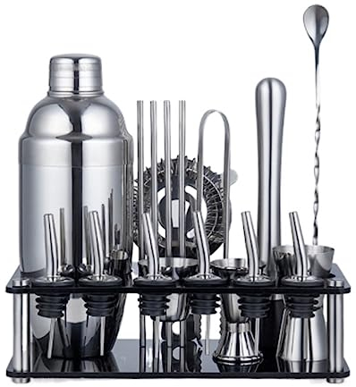 REEKOS Coctelera para Cocteles Juego de Coctelera Kit De Barman De Acero Inoxidable con Soporte, Coctelera, Juego De Barra, Accesorios para Barra Coctelera de Cóctel Coctelera para Cócteles(750ml)