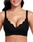Vinfact Women's Plunge V Floral Non-Wired Wireless Push-Up Bra - Padded Comfort Everyday Black S
