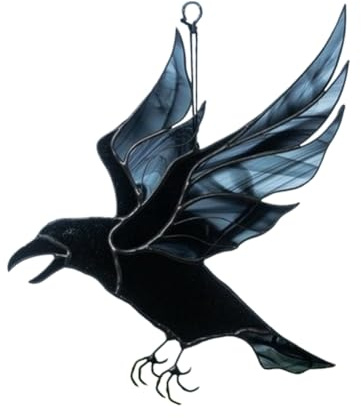 Vkyipg Raven Acrylic Window Wall Decor Stained Hanging Pendant for Home Room Mysterious Crow Witch Ornaments A