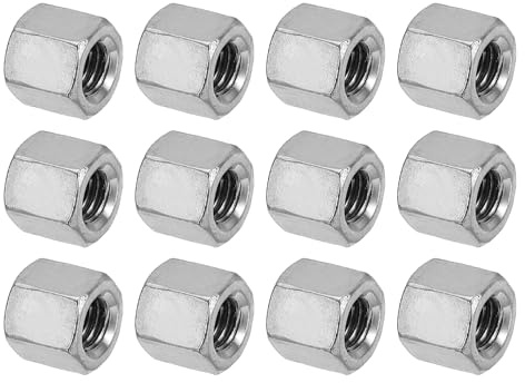PATIKIL M8 x 12 mm 304 Edelstahl Sechskant-Kupplungsmuttern, 12 Stück Grobgewinde Sechskant Hülsenmutter Verbindungsmutter Gewindehülse Langmutter, Silberton