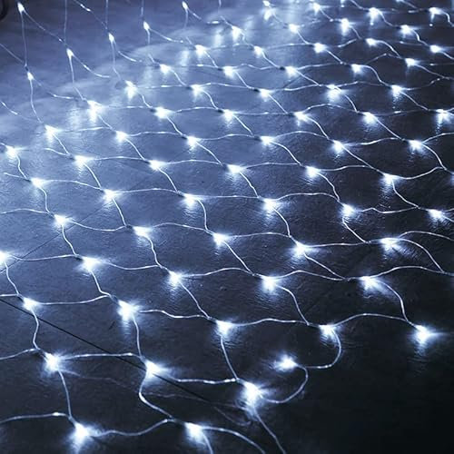 WxiaoD Rete di luci stringhe luminose a rete, LED a rete luminosa per esterni 8 modalità, IP44, impermeabile per camera da letto Natale matrimonio sera casa giardino (Bianco Freddo, 3x2m 320LED)
