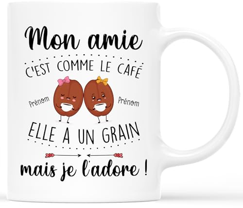 Cadeau Plus Mug Personnalisé Prénom Mon Amie C'Est Comme Le Café - Cadeau Meilleure Amie, Cadeau Soeur Anniversaire, Mug Soeur Personnalisé, Tasse Soeur, Tasse Meilleure Amie (Mon Amie)
