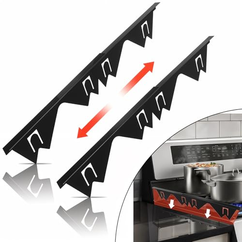 2 Stück Edelstahl-Herdspaltabdeckung, Herdschutz, Herdspaltfüller für Küche, Range Trim Kit, leicht zu reinigen mit hitzebeständig, verstellbare Länge 35,1 cm bis 70,1 cm