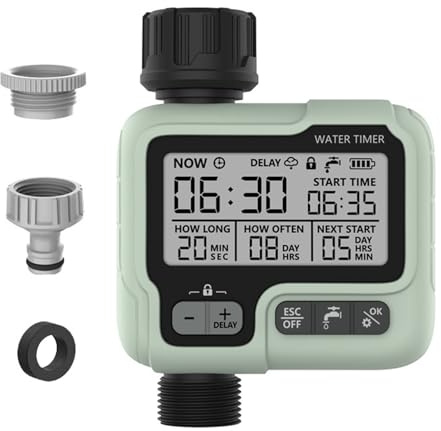 Timer per irrigazione Sistema di irrigazione Automatico per Tubo da Giardino Timer per irrigatore Impermeabile con Schermo Grande per dispositivi di irrigazione per Piante Timer per irrigazione