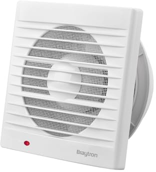 Braytron Badlüfter Wandlüfter WC Küche Ventilator Lüfter Ø100 mm | Leise 34dB | Leistungsstark 100 m³/h | Energieeffizient 12W | Abluftventilator für Badezimmer, Toiletten, Küchen und Wohnräume
