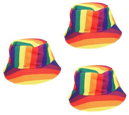 LIFKOME 3st Hut in Regenbogenfarbe Hut Für Die Sonne Hüte Für Frauen Hutklammer Bucket Hat Regenbogen Uv Regenhüte Für Damen Sonnenhut Schutzhelm Regenbogen-eimerhüte Sonnenhüte Colorful