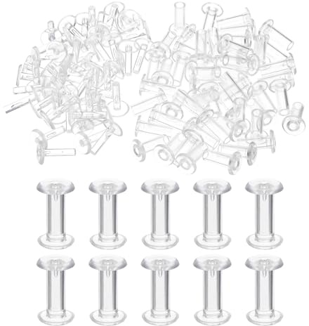 PATIKIL M5x13mm Perno Di Plastica, 50 Set Perni Di Plastica Chicago Screws Perno Di Fissaggio Rivetto Press-on Fibbia Per Album Fotografici Scrapbook In Pelle, Trasparente