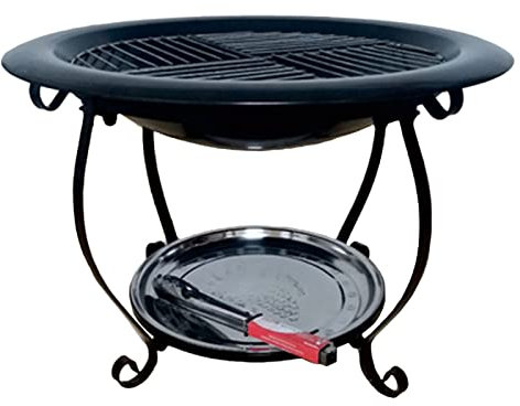 Braciere per carbone/tronchi/legna da ardere, fornello per feste in giardino, patio, barbecue, barbecue, soluzione di riscaldamento interno (con griglia)