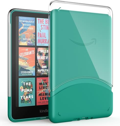 MoKo Hülle für 7 Kindle Paperwhite(12. Generation) 2024 und Kindle Colorsoft Signature Edition (1. Generation), Ultradünne Weiche Hülle PC Klar Rückseite Schutzhülle Durchsichtig, Klar+Jade Grün