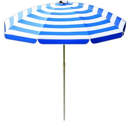 Großer Sonnenschirm, 1,5 m, gestreifter Strandschirm mit 8 Streben, höhenverstellbar, UV-beständig, kleiner Gartenschirm für Terrasse, Deck, Außenbereich, Pool