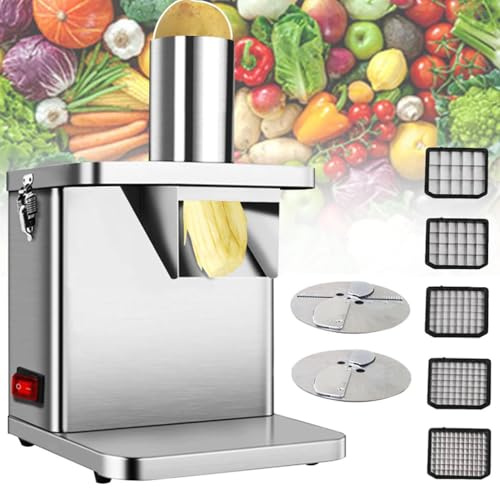 Cortador eléctrico de verduras, cortador automático de 250 W con 5 cuchillas para patatas, zanahorias, cebollas, salchichas de jamón