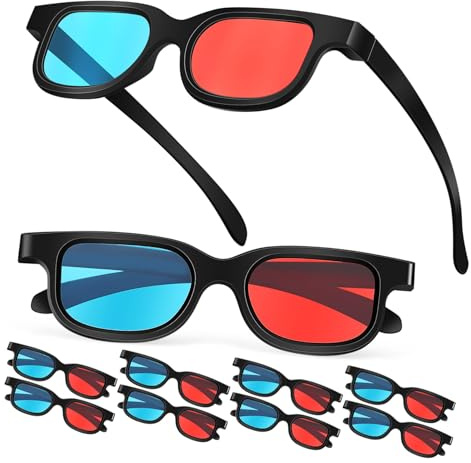 BESPORTBLE Occhiali 3d Anaglifici Rosso-blu in Plastica, Set Da 10 Pezzi, Ultraleggeri e Adatti Per Film a Casa, Tv, Computer e Cinema Per Ragazzo Ragazza e Adulti