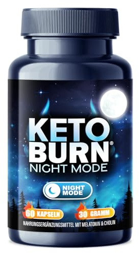 KETO BURN® Night Mode Kapseln mit 0,5 mg Melatonin & Cholin - Abnehmen & Stoffwechsel Rezeptur extrem - schnell & endlich - verbesserte Formel für die Nacht - mit Glucomannan, für Frauen + Männer