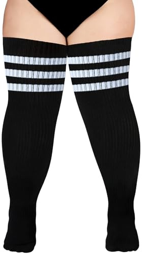 Chaussettes Hautes Femme Grande Taille, Grandes Chaussettes au-Dessus du Genou Chaudes Hiver, Bas Femme Grande Taille Montants Confortables, pour Halloween, Noël, Carnaval (B)