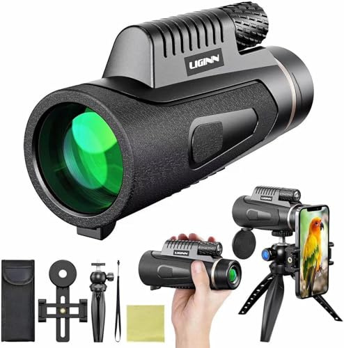 Auricase Telescope Monoculaire, Monocular, 12X50 HD Étanche BAK4 Prisme Lunette monoculaire, avec Clip pour Téléphone Portable pour Observation Oiseaux, Chasse, Randonnée, Concert