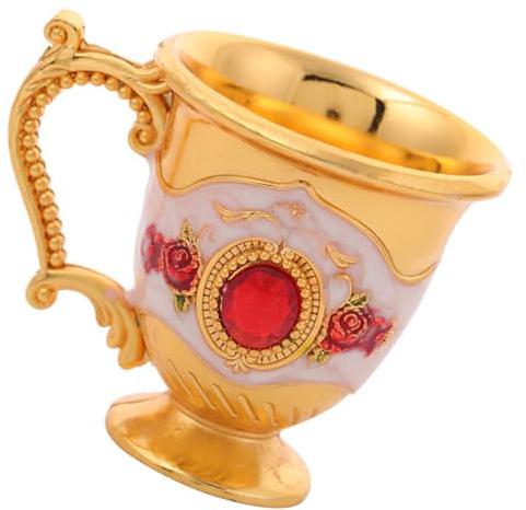 BESPORTBLE Gobelet en Alliage Européen Doré-Rouge, Coupe Vin Blanc Décorative en Métal, Motif Rétro, pour Soirée, Banquet et Usage Ménager
