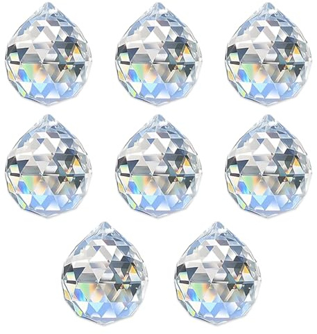 CATZUM 8 piezas atrapasoles de cristal, colgante de prisma, bola de cristal transparente, bolas de Feng Shui, atrapaluz para colgantes de lámpara, para boda, hogar, ventana, oficina decoración