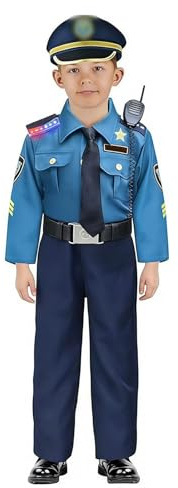 Generico Costume Poliziotto Bambino - Gioco Di Ruolo Vestito da Polizia Bambino Camicia, Pantaloni, Cappello, Cintura e altri Accessori della Polizia per Abiti da Poliziotto Costume Carnevale