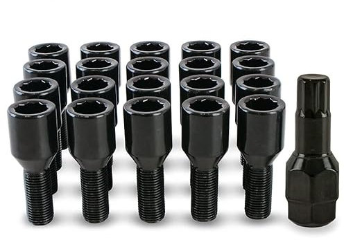 20 x Black Black Slim Fit Tuner Alloy Wheel Bolts for Jeep Renegade PN.20BM22TKB+Key125