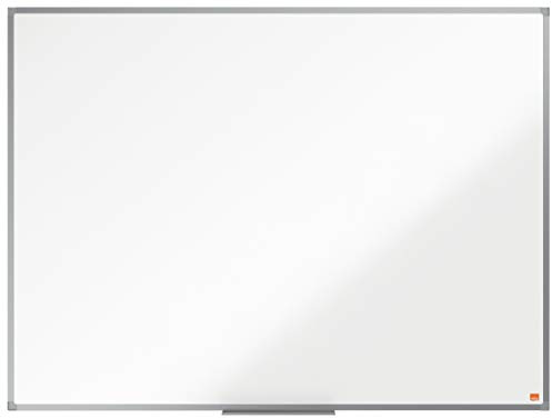 Nobo Pizarra No Magnética de Melamina, 1200 x 900 mm, Marco de Aluminio, Fijado a la Pared con Montaje en las Esquinas, Bandeja para Rotuladores, Gama Essence, Blanco, 1915271