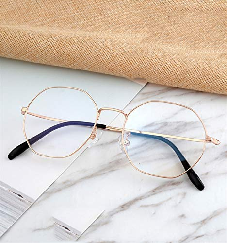 Blaulichtfilter Brille Polygon Brillengestell Aus Reinem Titan for Damen Strahlenschutzbrille Weibliche Runde Gesichtsbrille Anti-blaues Licht Und Flaches Licht Ideal for Spiele, Computer Und Lesen