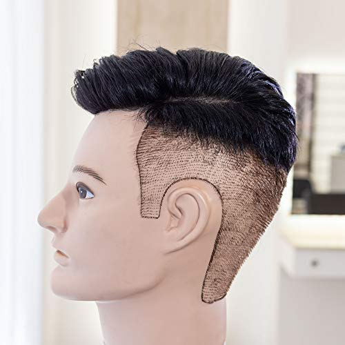 Haarsystem Toupet UNDERCUT für Männer - Neu - vom Friseur zugeschnitten - gebrauchsfertig (Farbe 1c- schwarz)