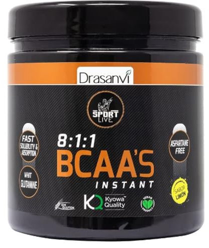 DRASANVI | SPORT LIVE BCAAS + GLUTAMINA by DRASANVI - Leucina + Isoleucina + Valina - Ayuda en el ejercicio intenso - VEGANO - SIN GLUTEN - Sabor LIMÓN - 275g