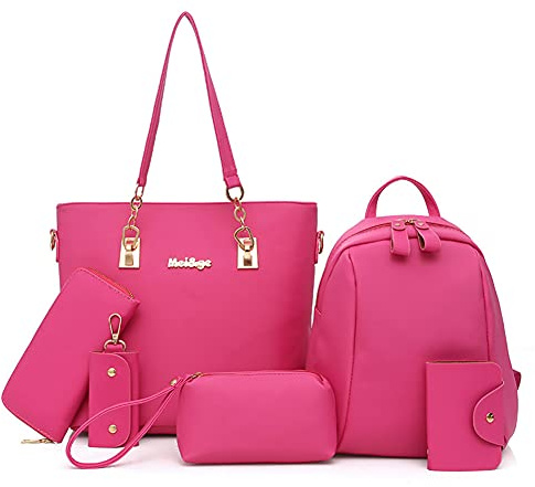 Himlaya Sac à Main Femme Ensemble Sac à Bandoulière épuale en PU Cuir Sac Porté Main de 6 Pièces Portefeuille Grand Capacité Sac Fourre-tout Moyen Grand Mode
