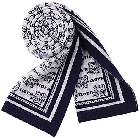 Winter Herbst 6% Wolle Herrenschal Gestrickter Schal für Herren Strickschal Wolleschal Basic Classic Casual Business - Tiger Muster Dunkelblau & Weiß