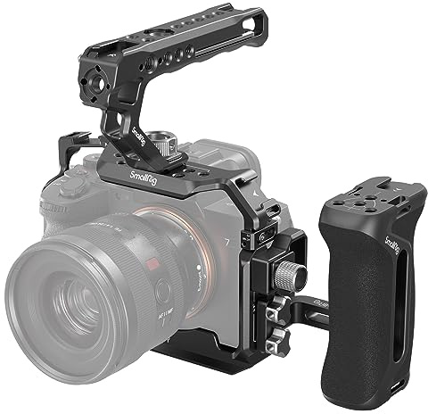 SMALLRIG HawkLock Schnellwechsel-Cage-Kit für Sony Alpha 7R V/Alpha 7S III/Alpha 1/Alpha 7R IV/Alpha 7 IV/Alpha 7 V, Vollkäfig mit oberem & seitlichem Griff, Kabelklemme (verbesserte Version) - 3669D | Für Sony Alpha 7R V/Alpha 7 IV/Alpha 7S III/Alpha 7 V, inklusive Tragegriff oben, Seitengriff, Kabelklemme