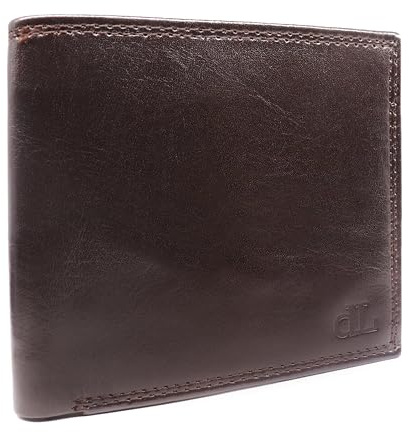 deLausier La Grande | Handmade Slim Men's Wallet, Made with Napa Leather, RFID Blocking Wallet, 13 Card Slots & ID Window (Brown)