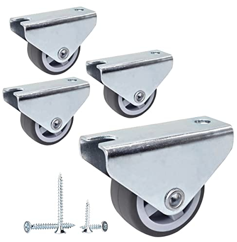 SKIR'CO Lot de 4 petites roulettes pour meubles - 30 mm - Roulettes en caoutchouc - Non pivotantes - Roulettes fixes à sens unique - Vis incluses