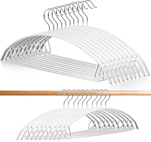JEFFOUOO 10 Stück Kleiderbügel - 43 cm, Metall, Rutschfeste Gummibeschichtung, Edelstahl, Hochwertige Anzugsbügel mit Hosensteg für Pullover, Hemden, Jacken